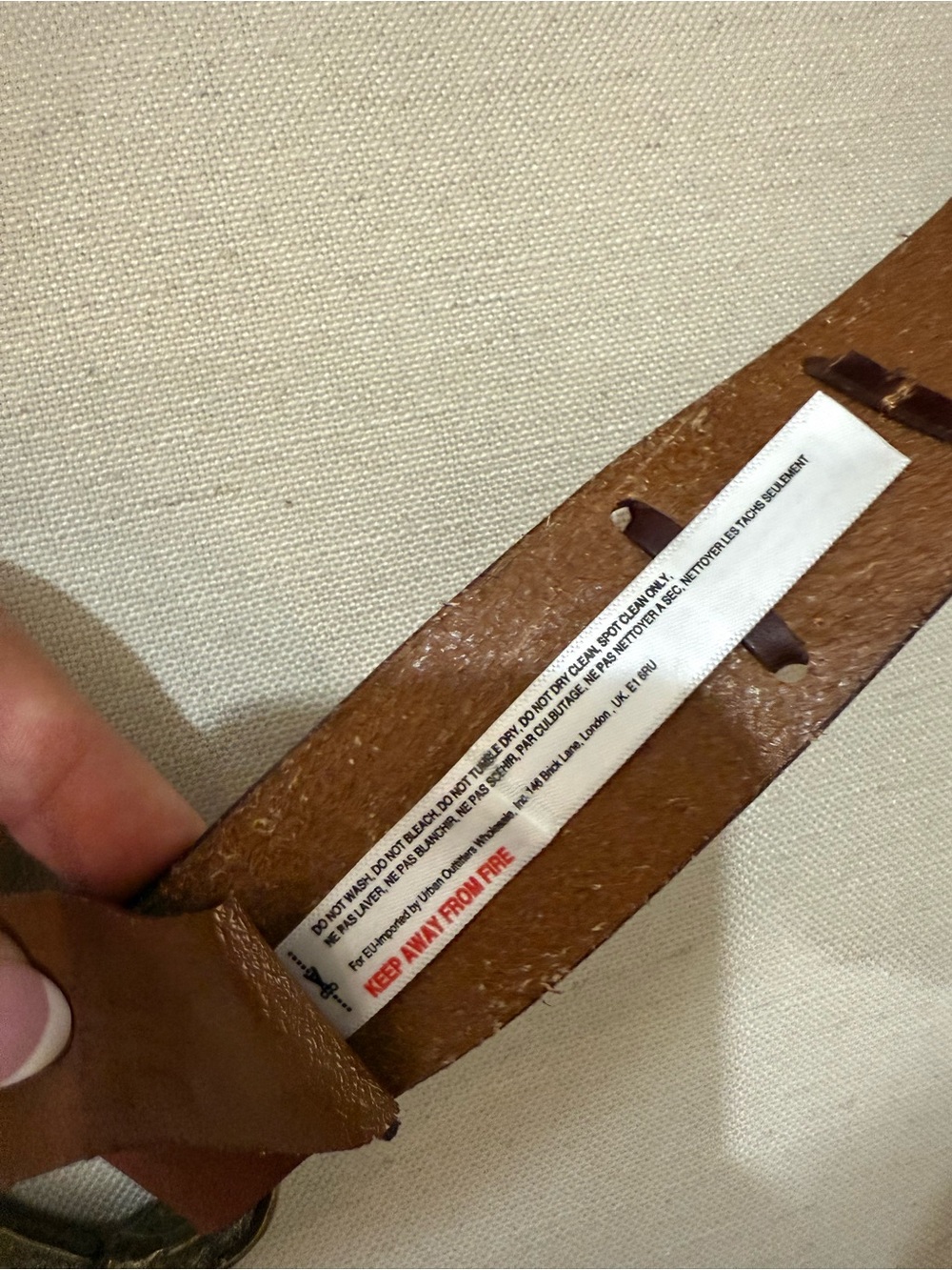 Free People Cognac Leather Waist Belt with Antique Brass Double Ring - Picture 5 of 5